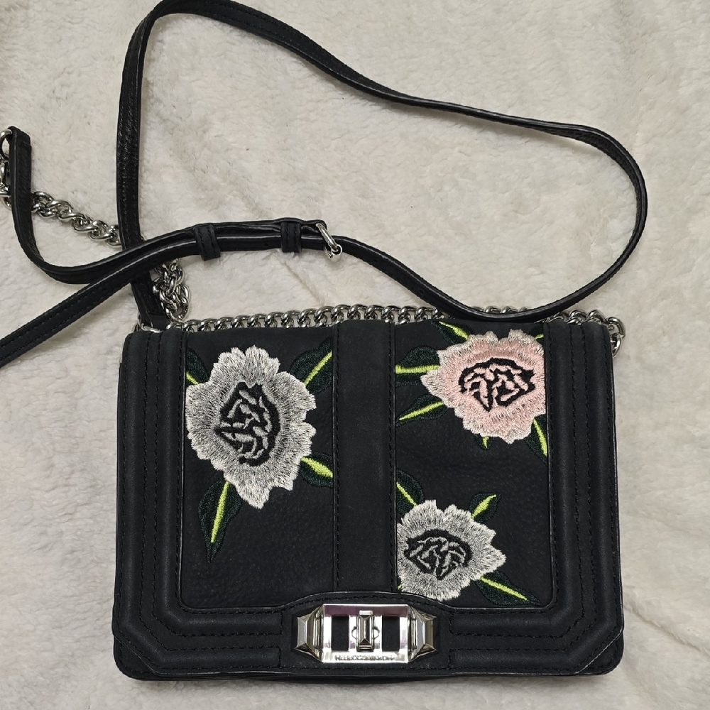 Rebecca Minkoff Floral Embroidered Black Crossbody Bag
